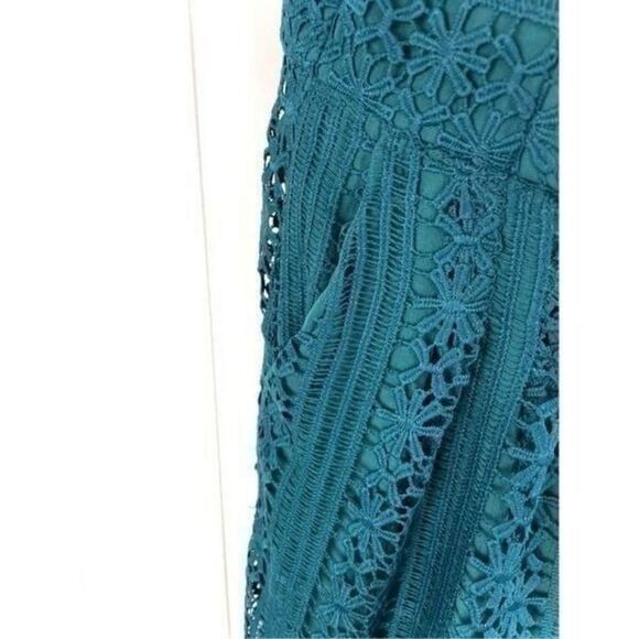 Anthropologie Greylin Stowe Teal Crochet Strapless Jumpsuit NWT! S - Picture 8 of 12